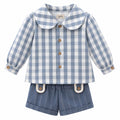 COMPLETO DUE PEZZI COMPOSTO DA CAMICIA A QUADRI MANICA LUNGA E PANTALONCINI YOEDU