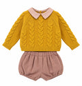 COMPLETO DUE PEZZI COMPOSTO DA MAGLIONCINO CON COLLETTO A QUADRETTI E PANTALONCINO YOEDU