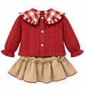 COMPLETO DUE PEZZI COMPOSTO DA CARDIGAN LAVORATO A TRECCE E GONNA YOEDU