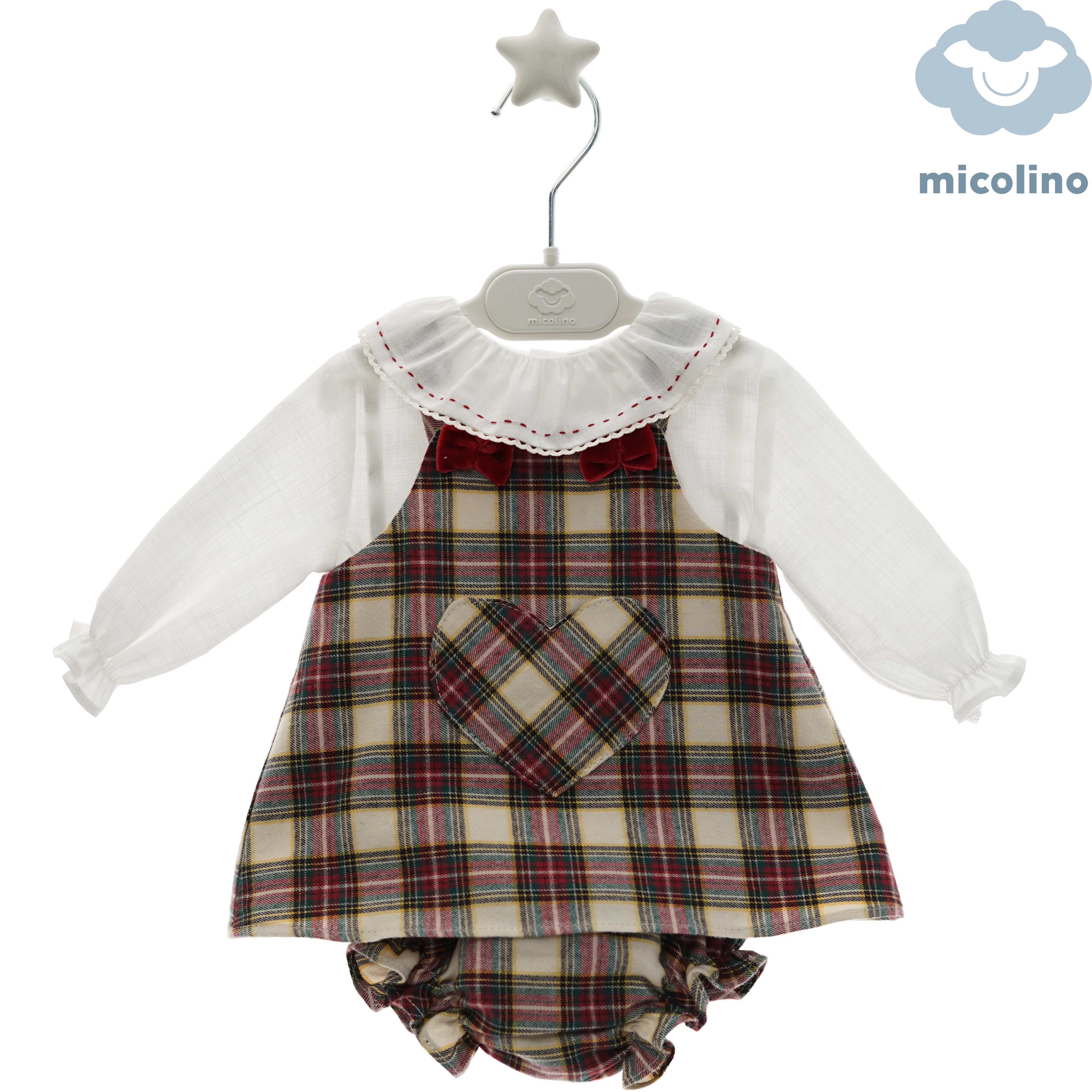 COMPLETO 3 PEZZI NEONATA SCOZZESE MICOLINO