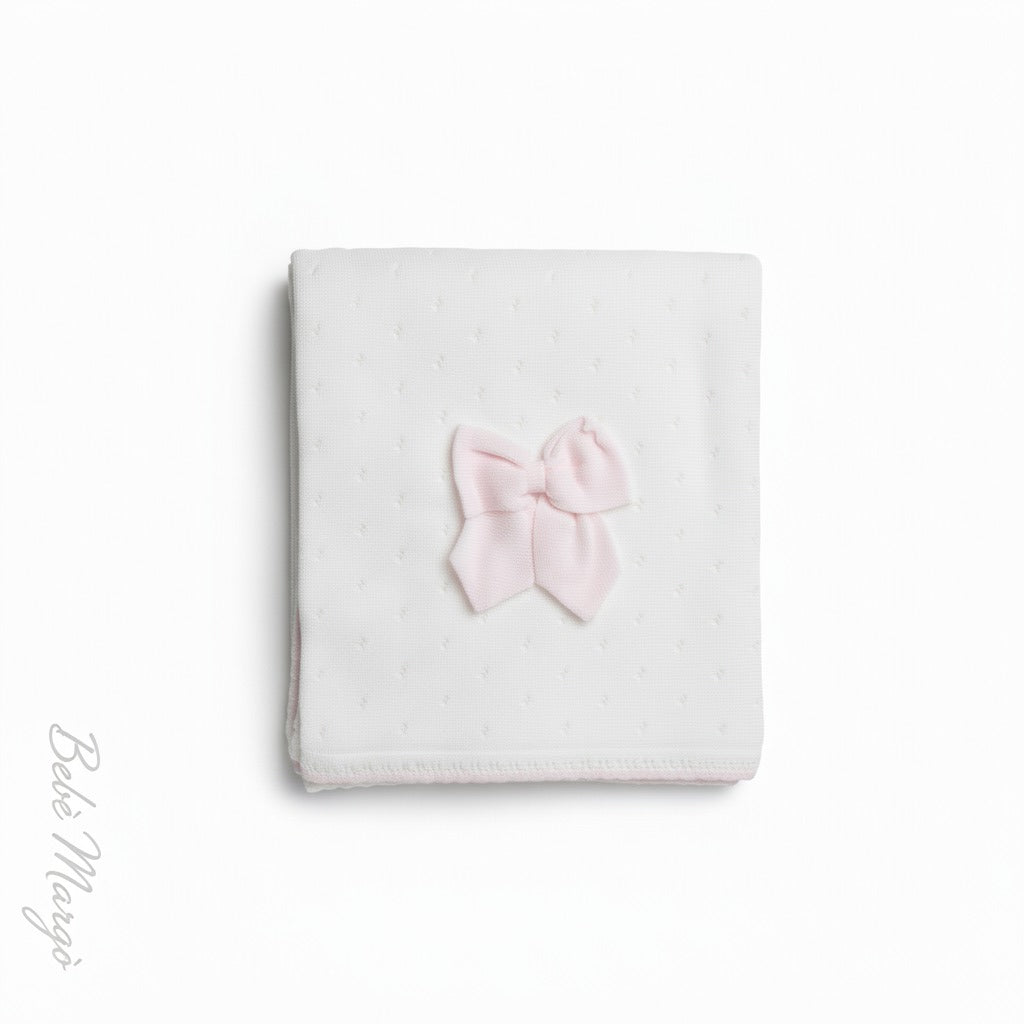 COPERTINA IN MAGLIA ESTIVA CON FIOCCO BEBE' MARGO'