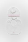 SET CAPPELLINO E BAVAGLINO CON FIOCCO RICAMATO BEBE' MARGO'