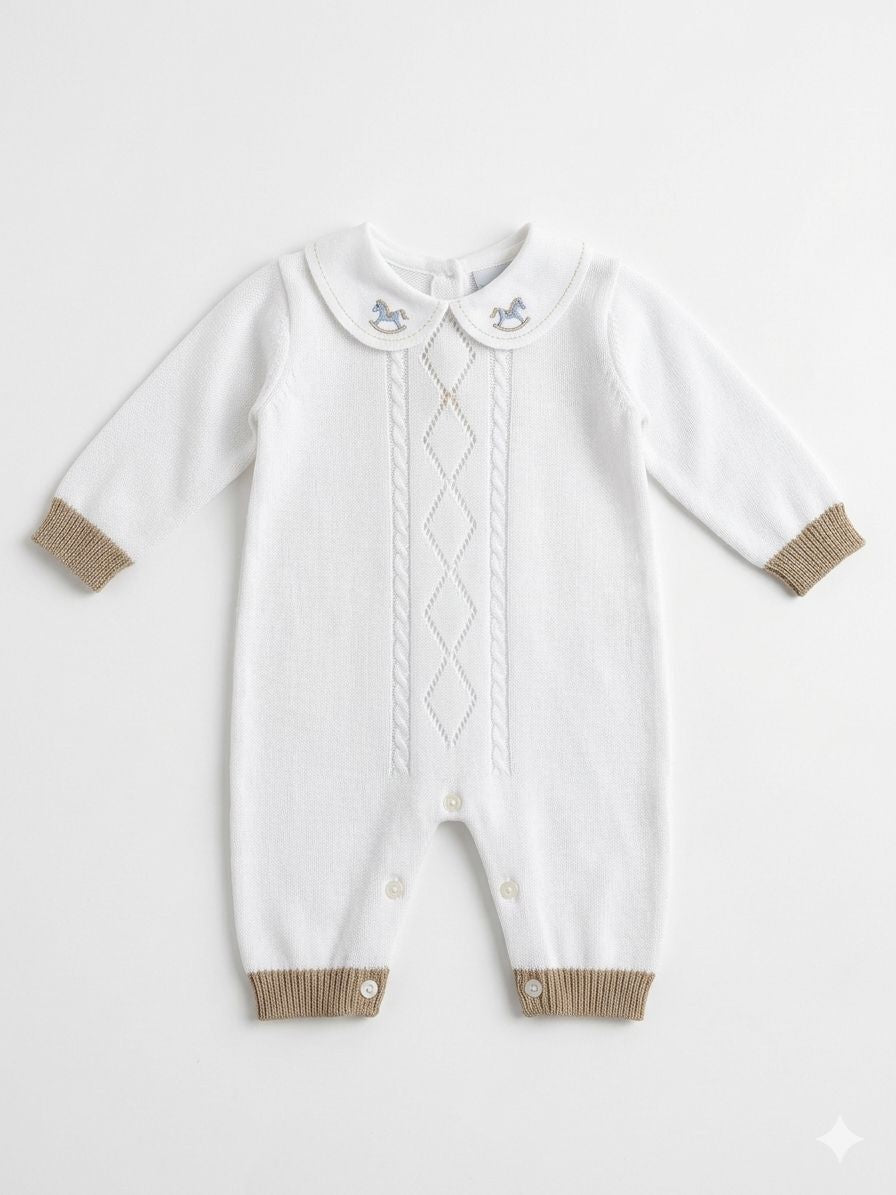 TUTINA IN FILO CON CAVALLUCCIO RICAMATO BEBE' MARGO'