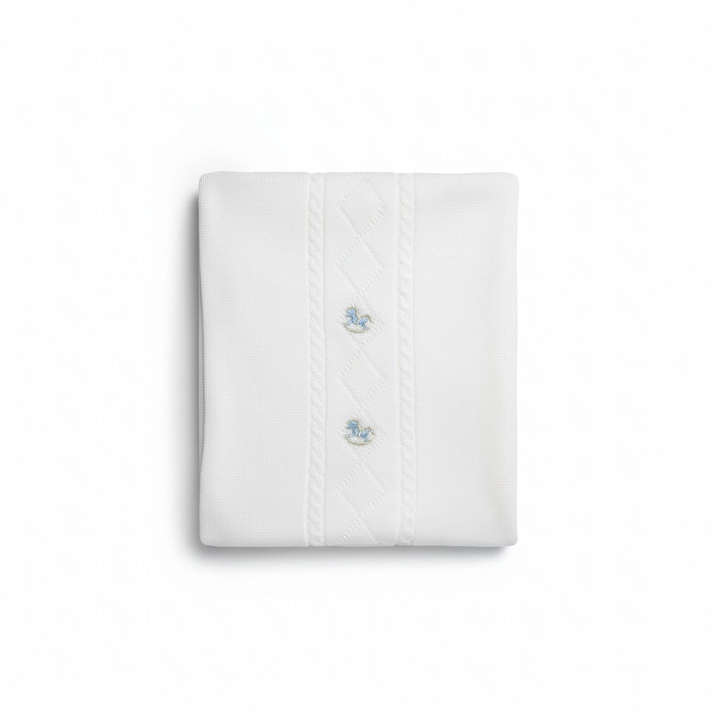 COPERTINA IN MAGLIA ESTIVA CON CAVALLIUCCIO RICAMATO BEBE' MARGO'