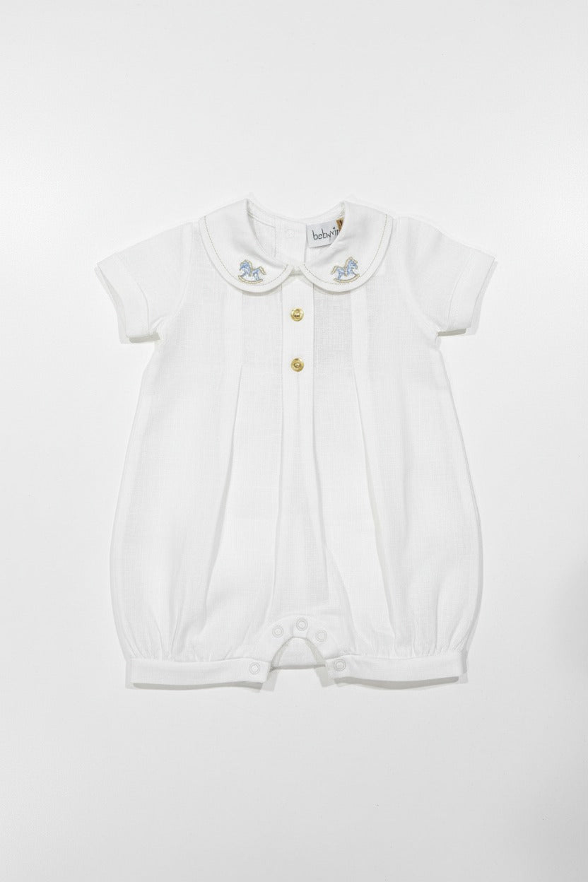 PAGLIACCETTO IN LINO CON RICAMO CAVALLUCCIO BEBE' MARGO'