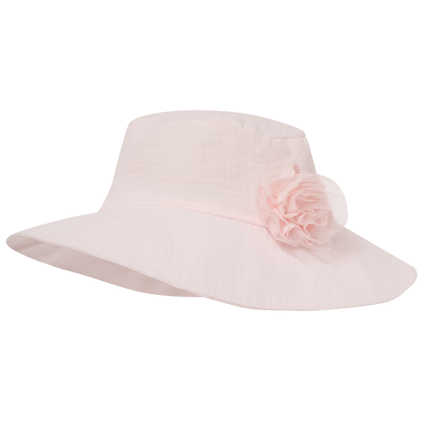 CAPPELLO DA SOLE IN MORBIDA MUSSOLA CON FIORE SOFIJA