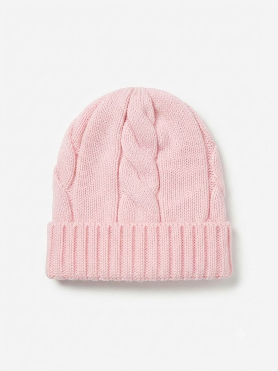 CAPPELLINO IN MAGLIA DI PURO COTONE CON MOTIVO A TRECCE BEBE' DI ALMY