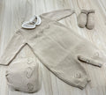 SET CORREDINO IN FILO MIELE CON CUORI, TUTINA CAPPELLINO E BABBUCCE