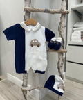 SET CORREDINO IN FILO CON INTARSIO MACCHININA, PAGLIACCETTO, CAPPELLINO E BABBUCCE