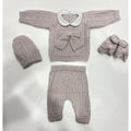 SET CORREDINO MAGLIA INGLESE IN PURA LANA MERINO, COMPLETINO 2 PEZZI CAPPELLINO E BABBUCCE