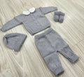 SET CORREDINO CON INSERTI BISCOTTO IN PURA LANA : COMPLETINO, CAPPELLINO E BABBUCCE