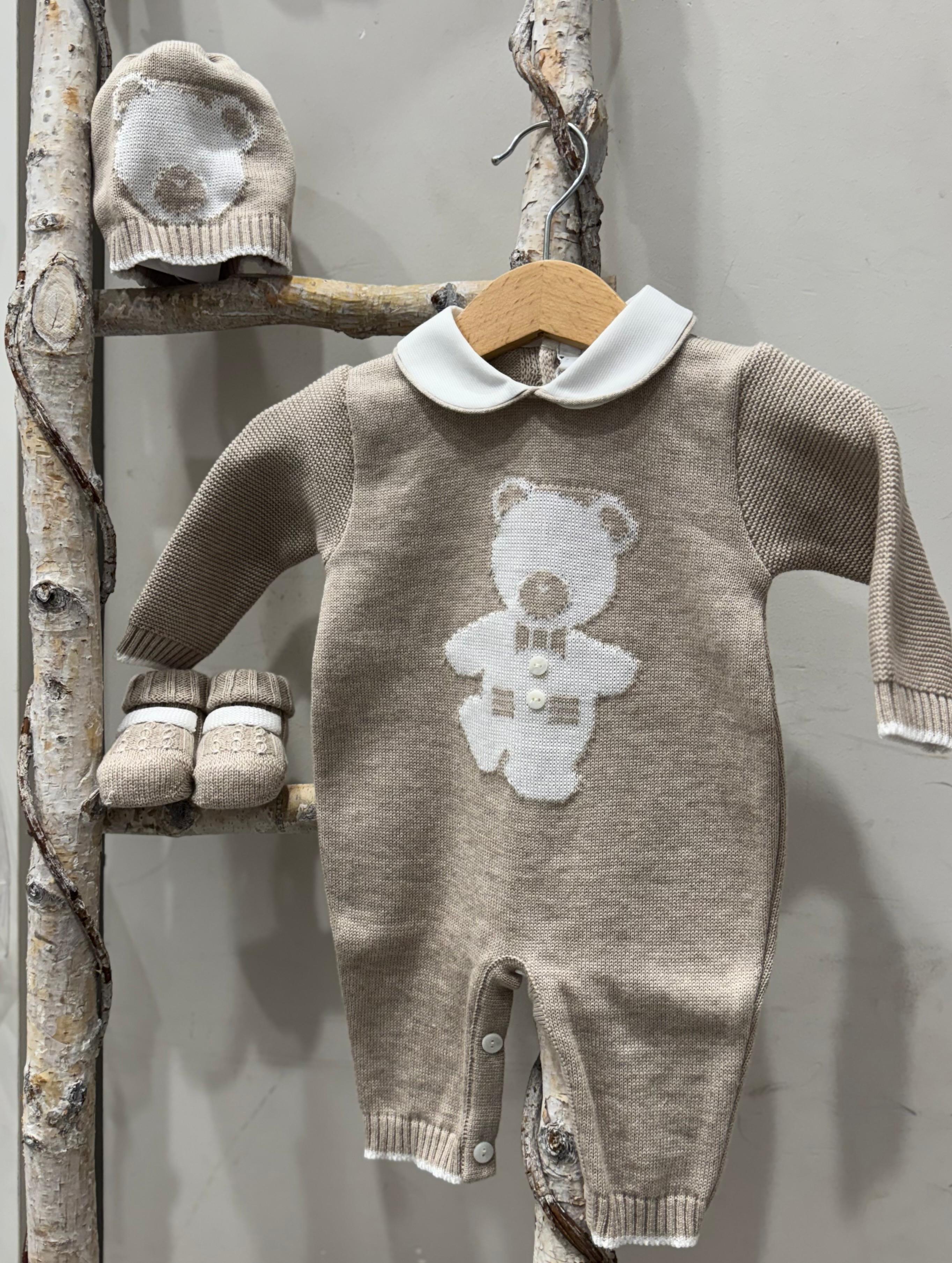 SET CORREDINO IN FILO CON ORSETTO , TUTINA MANICA LUNGA, CAPPELLINO E BABBUCCE