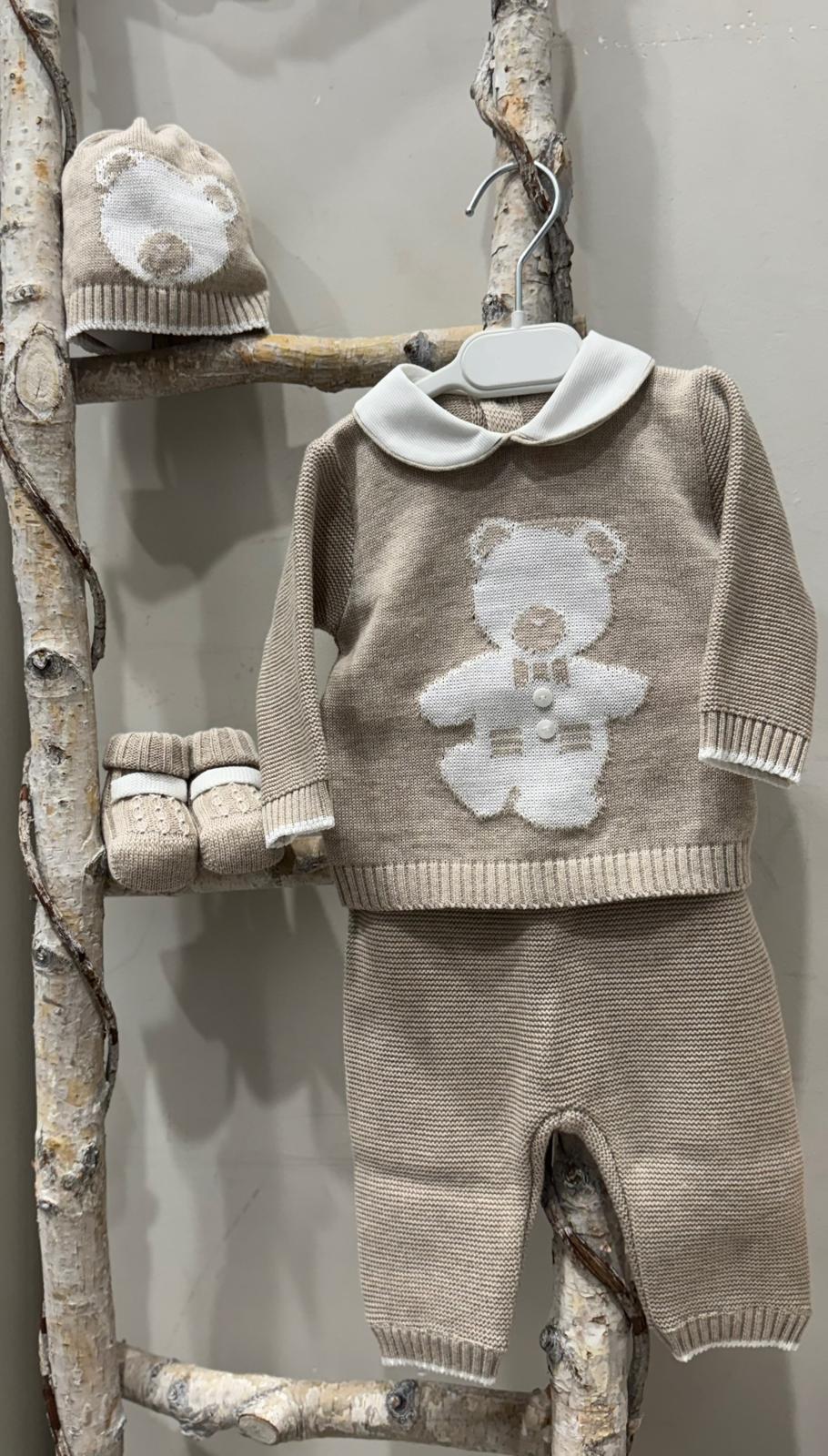 SET CORREDINO IN FILO CON ORSETTO ,COMPLETO MANICA LUNGA, CAPPELLINO E BABBUCCE