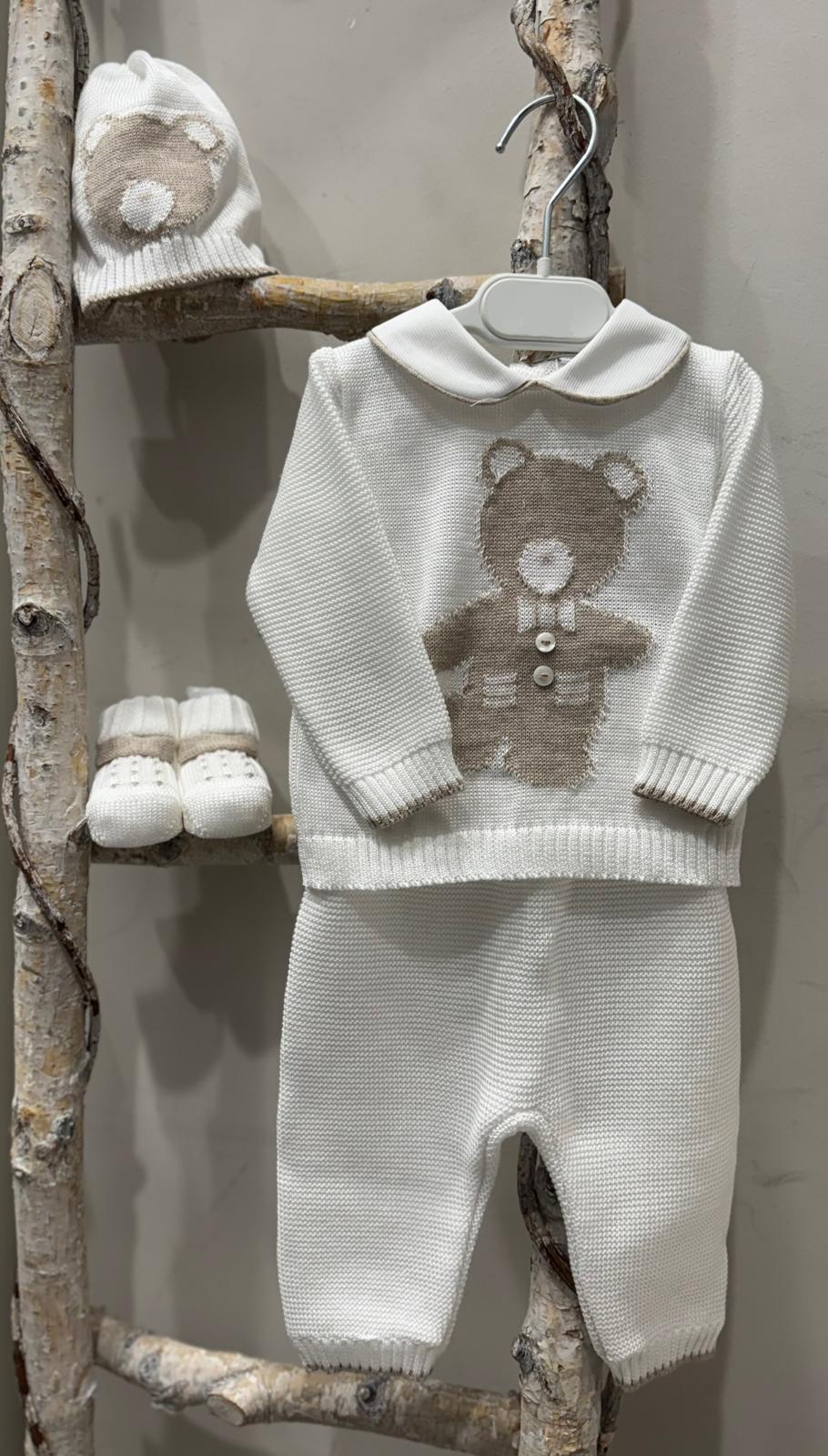 SET CORREDINO IN FILO CON ORSETTO ,COMPLETO MANICA LUNGA, CAPPELLINO E BABBUCCE