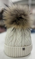 CAPPELLO CASHMERE CON POMPON IN VOLPE