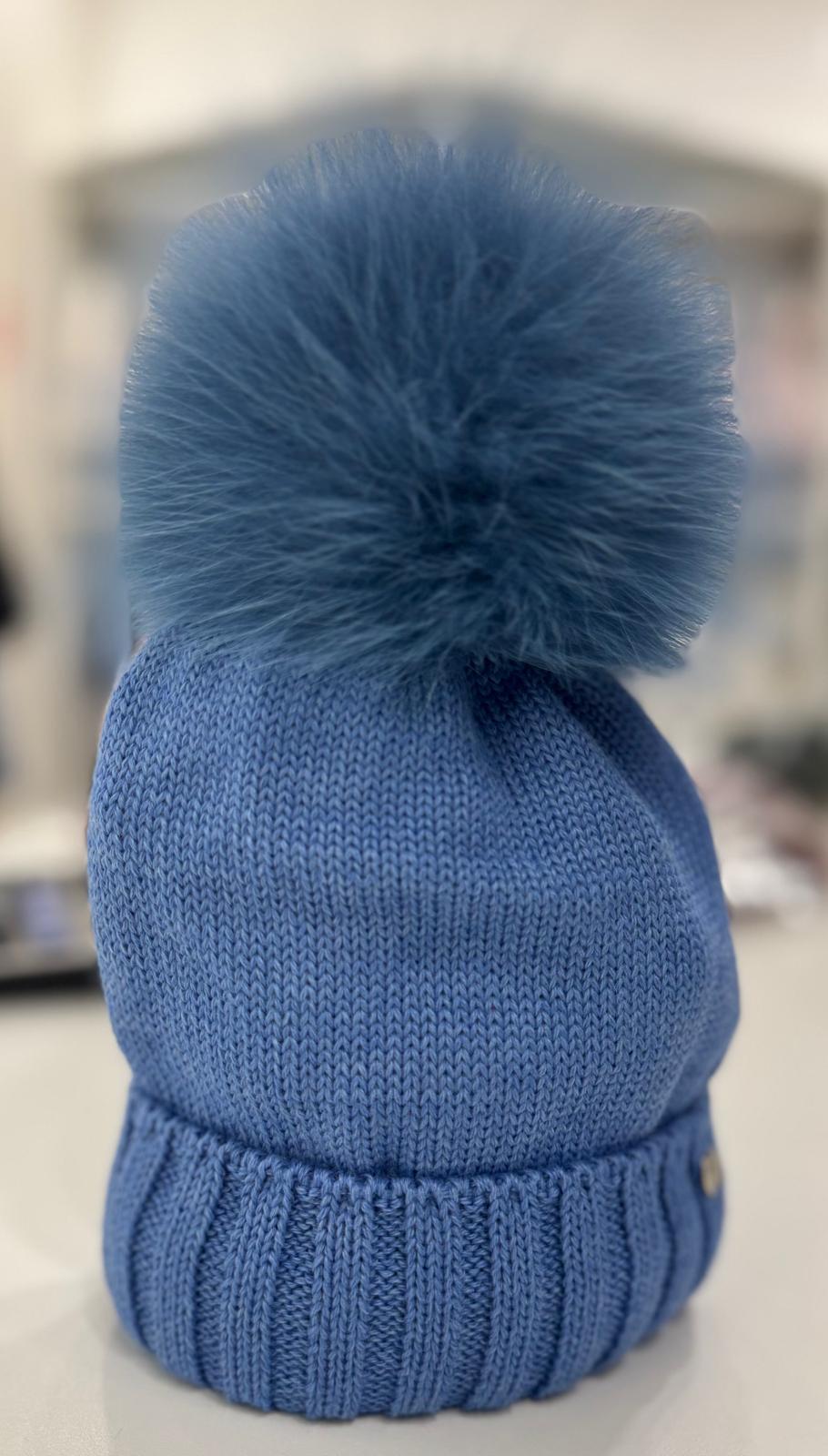 CAPPELLO IN TESSUTO 1 POMPON VOLPE