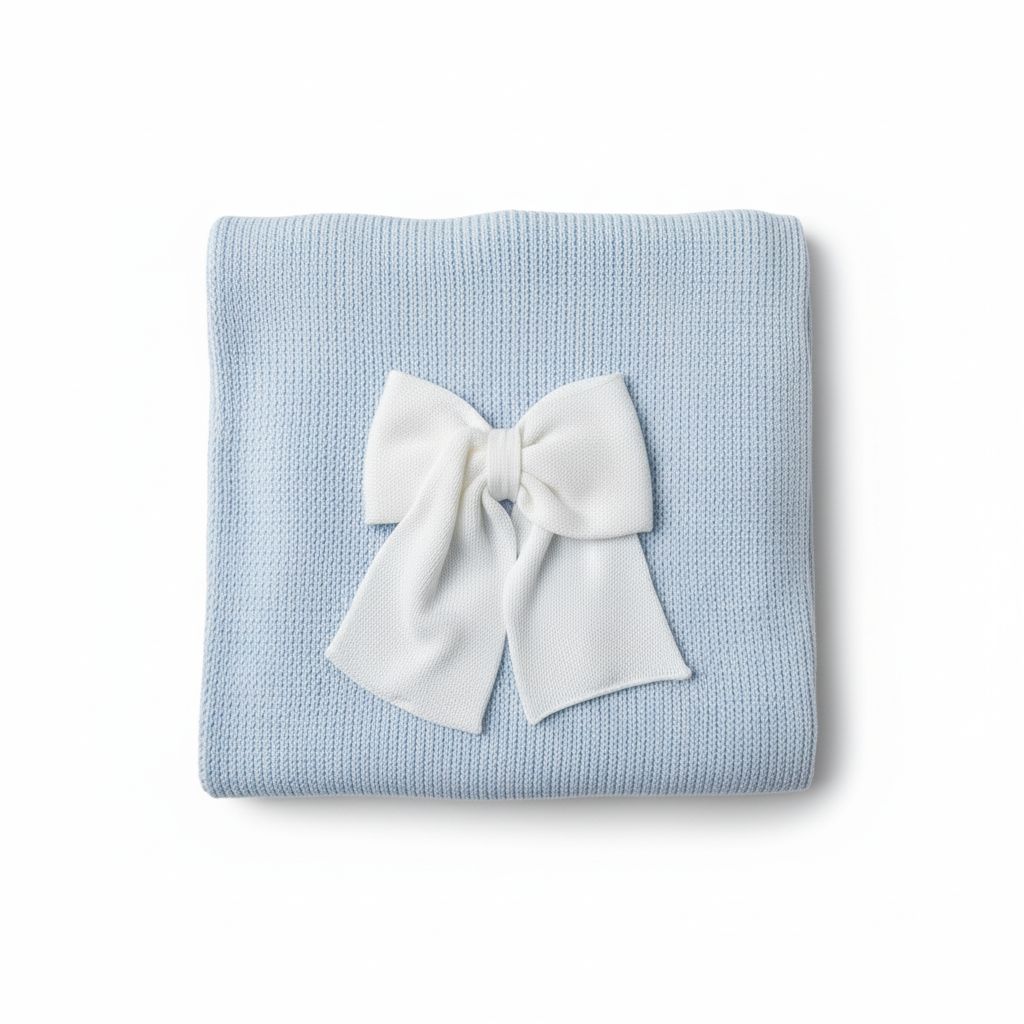 COPERTINA IN FILO CON FIOCCO BEBE' DI ALMY