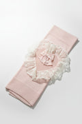 COPERTINA IN FILO CON PIZZO E FIOCCO BEBE' DI ALMY