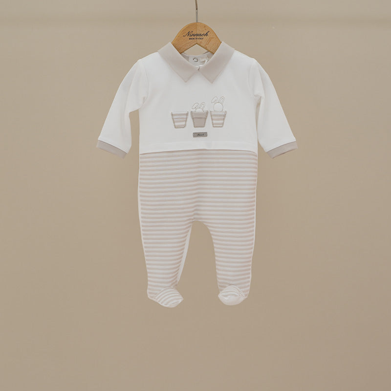 TUTINA IN COTONE A RIGHE CONIGLIETTI NINNAOH