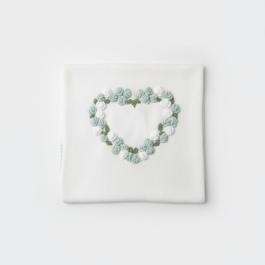 COPERTINA IN FILO CON CUORE RICAMATO BEBE' DI ALMY