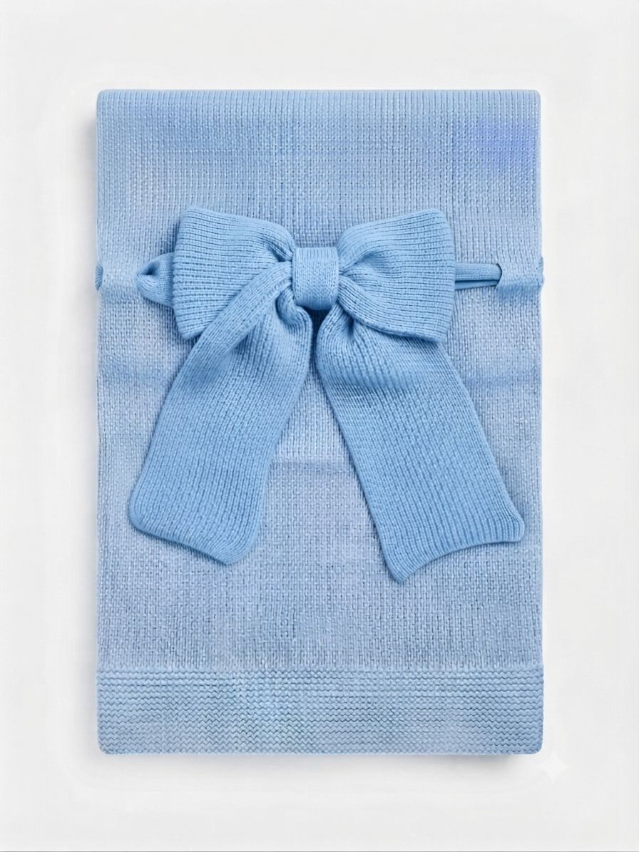COPERTINA IN MAGLIA DI PURO COTONE CON FIOCCO BEBE' DI ALMY