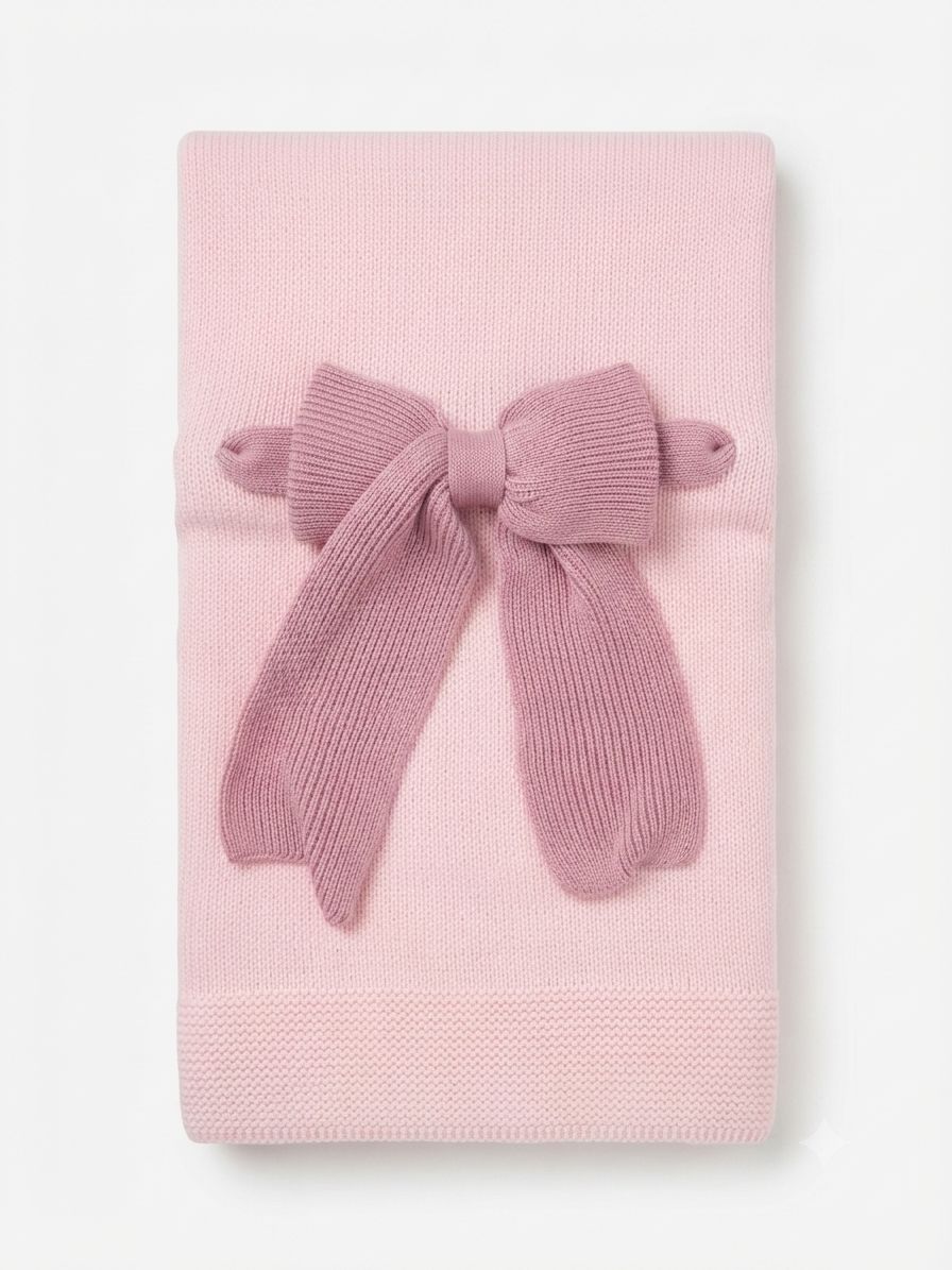 COPERTINA IN MAGLIA DI PURO COTONE CON FIOCCO BEBE' DI ALMY