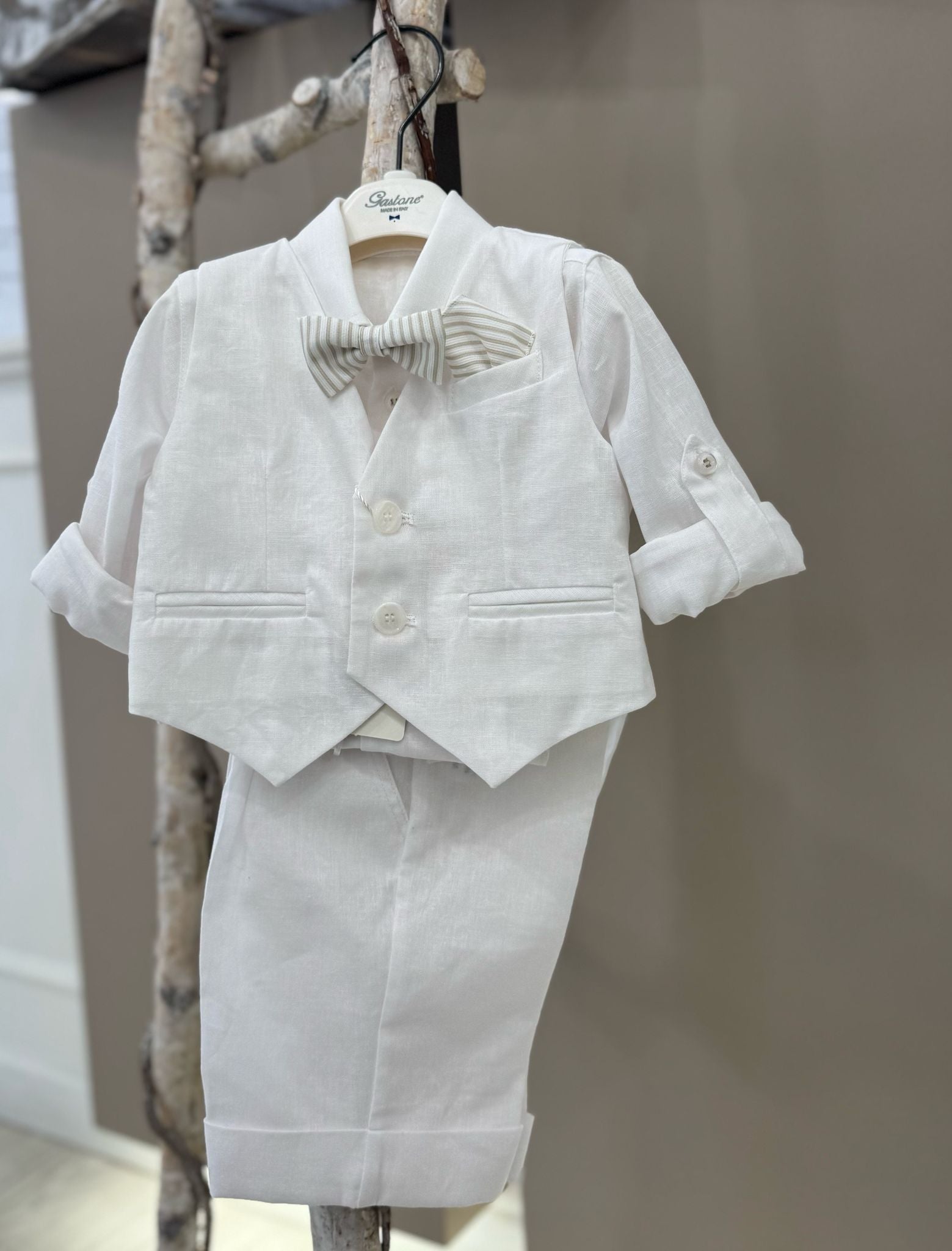 COMPLETO 5 PEZZI BUFI ELEGANTE IN LINO CERIMONIA