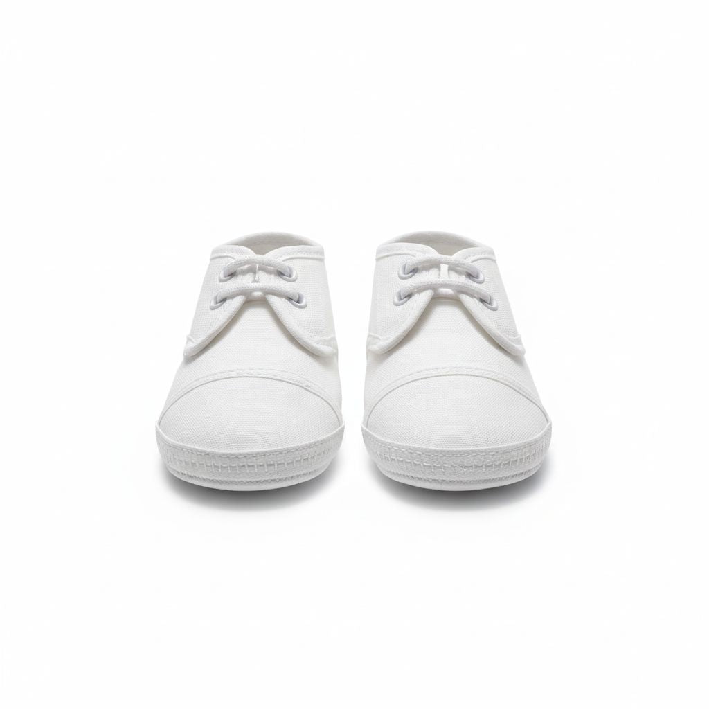 SCARPINA BABY IN TELA CON LACCI BUFI