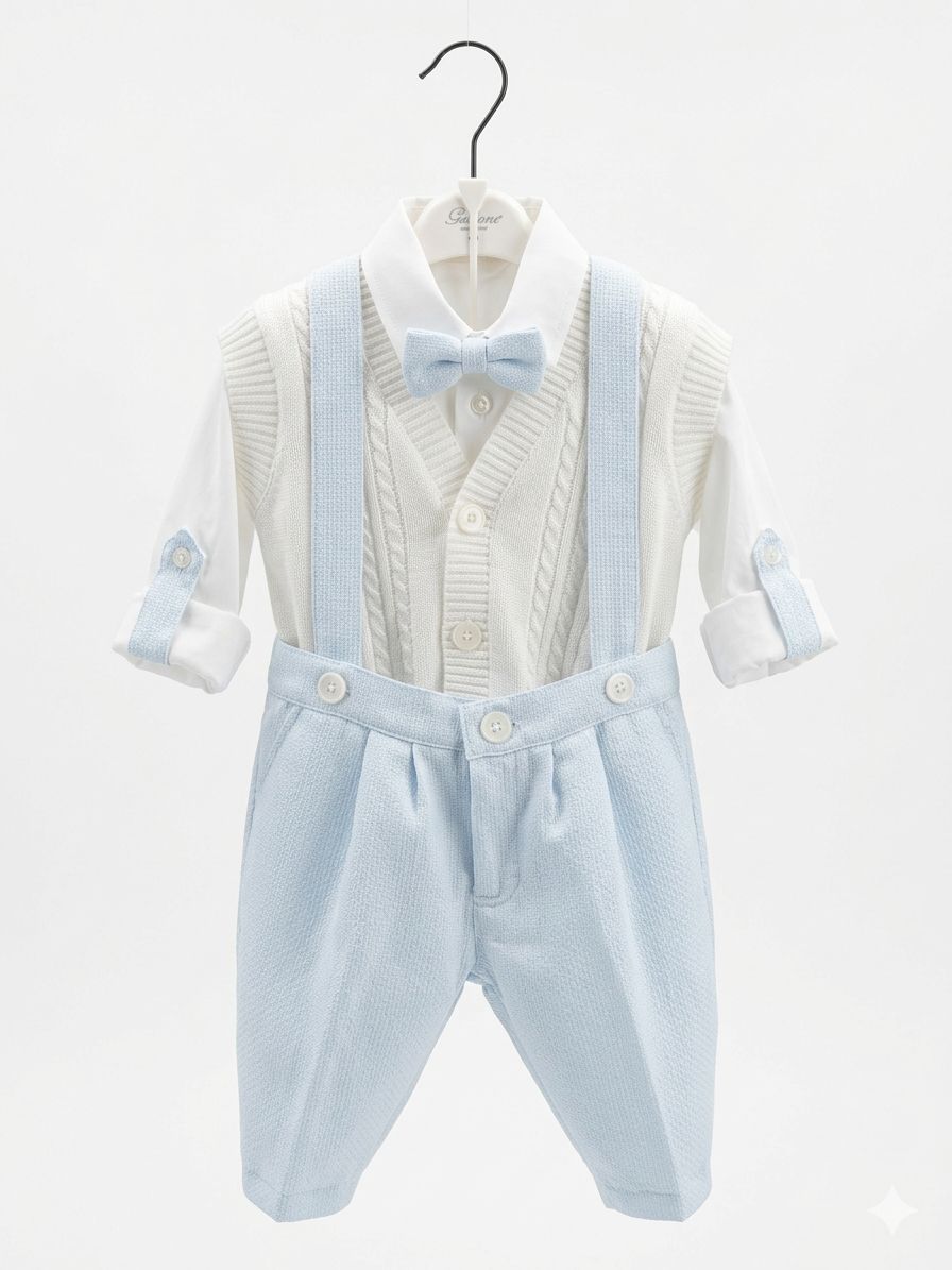 COMPLETO NEONATO 4 PEZZI IN LINO BUFI