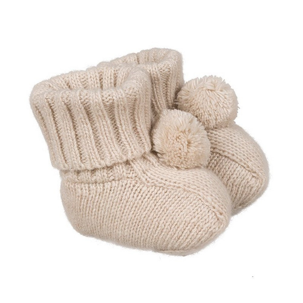 SCARPINE BEIGE A COSTE CON POMPON