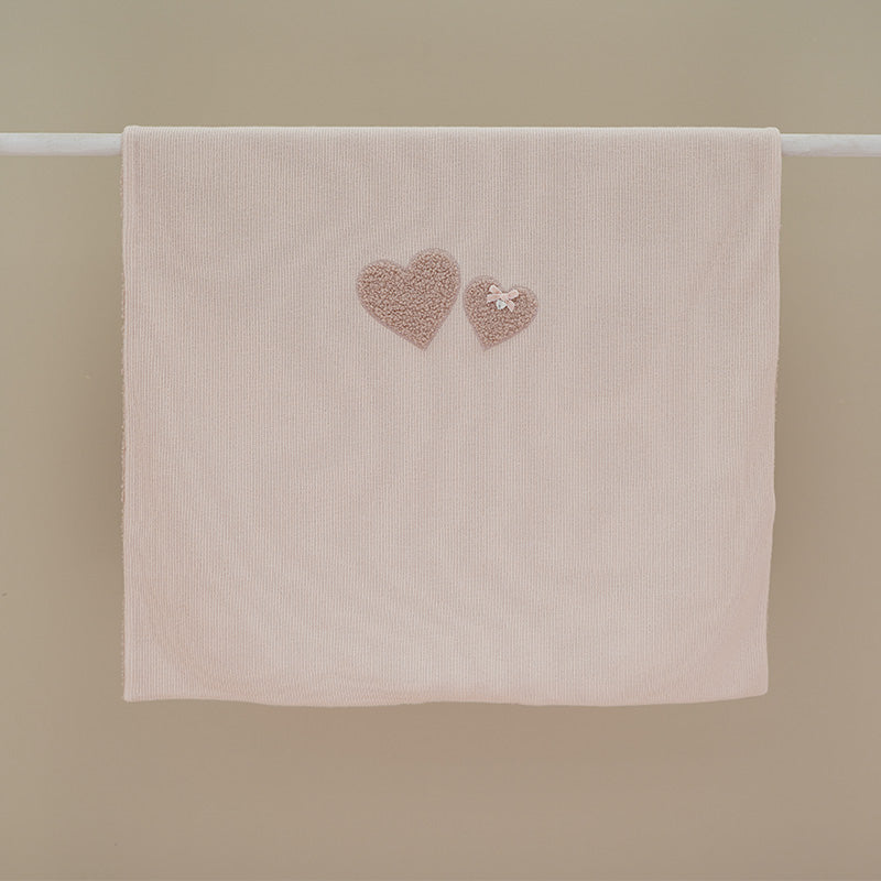 COPERTA LAVORATA A MAGLIA CON CUORI NINNAOH