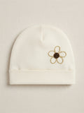 CAPPELLINO IN CALDO COTONE CON RICAMO FIORE  NINNAOH