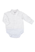 BODY MANICA LUNGA IN COTONE MODELLO CAMICIA CON COLLETTO