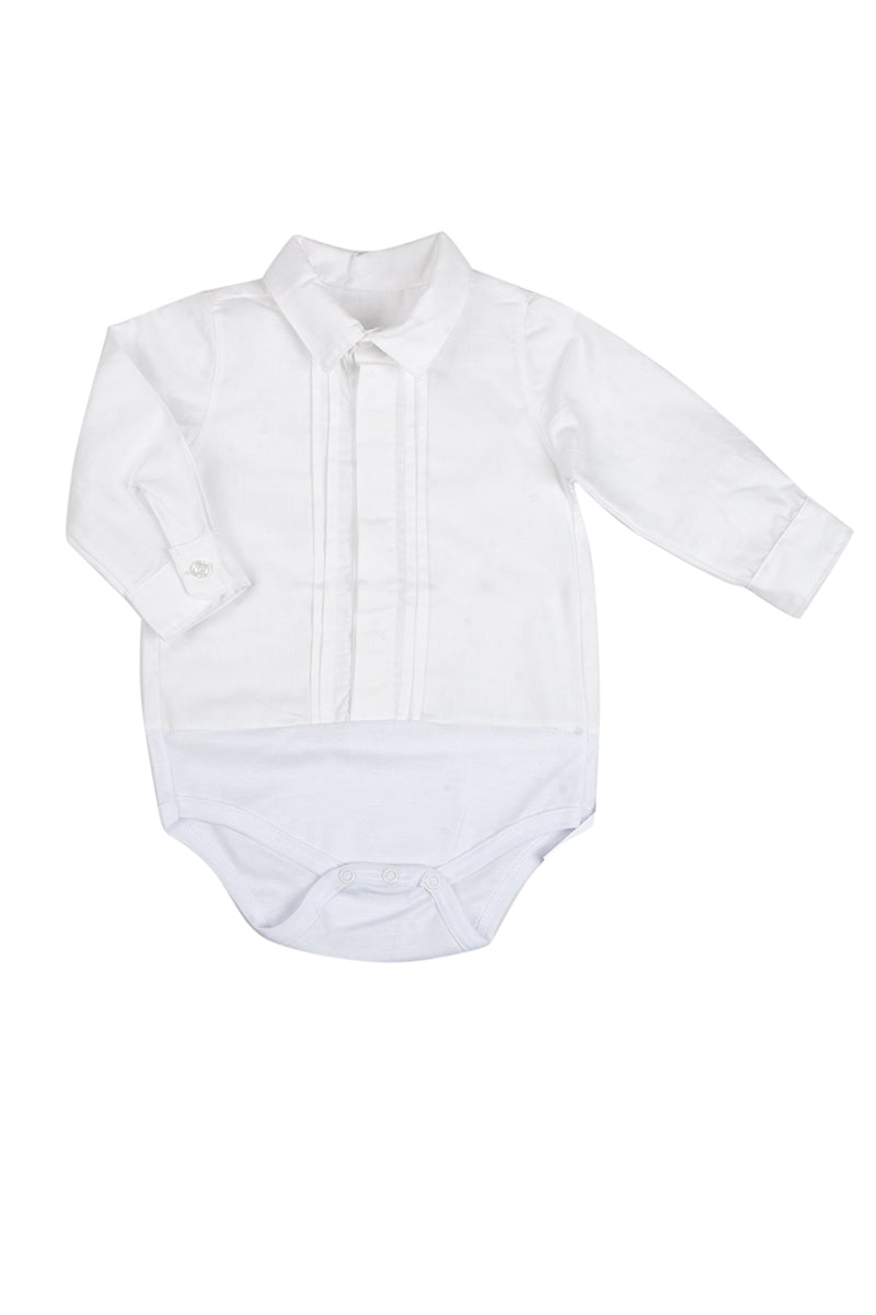 BODY MANICA LUNGA IN COTONE MODELLO CAMICIA CON COLLETTO