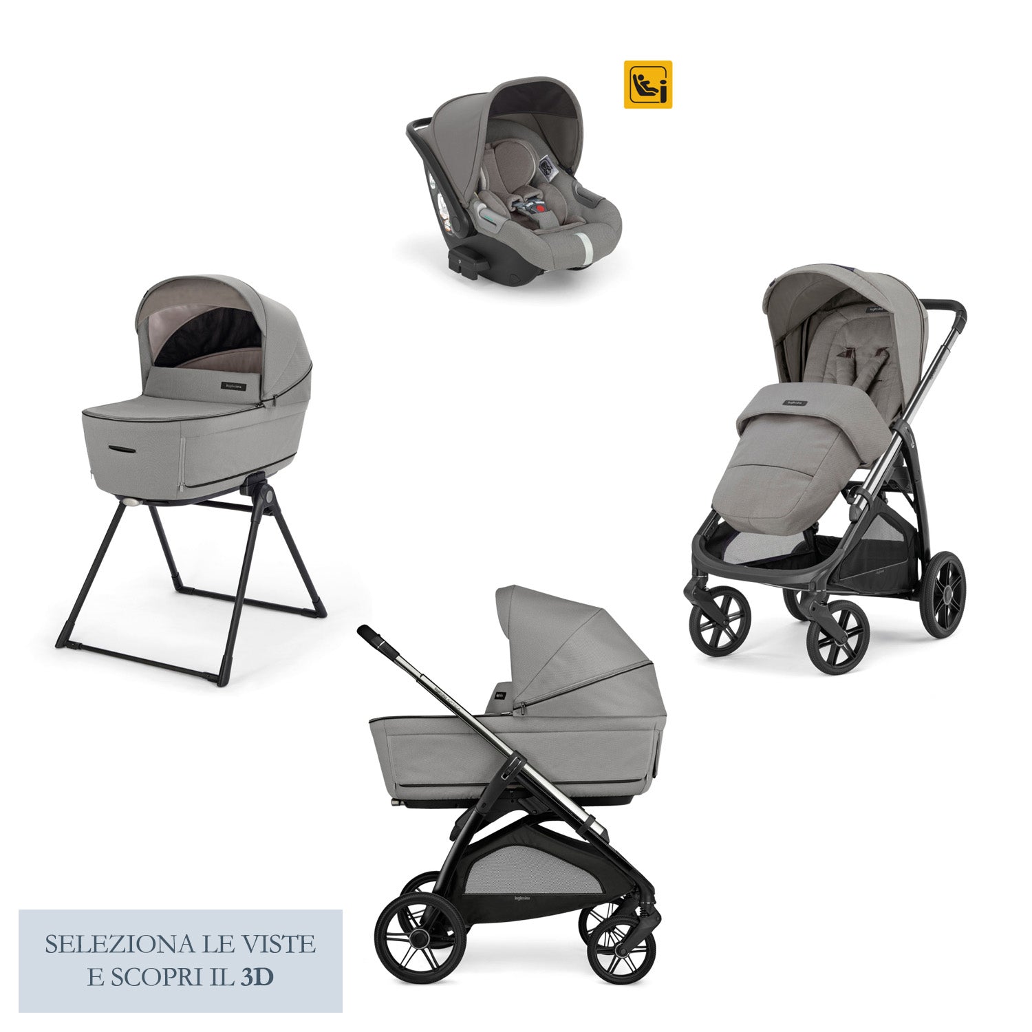 TRIO INGLESINA APTICA DARWIN INFANT PLATINUM GREY 2025