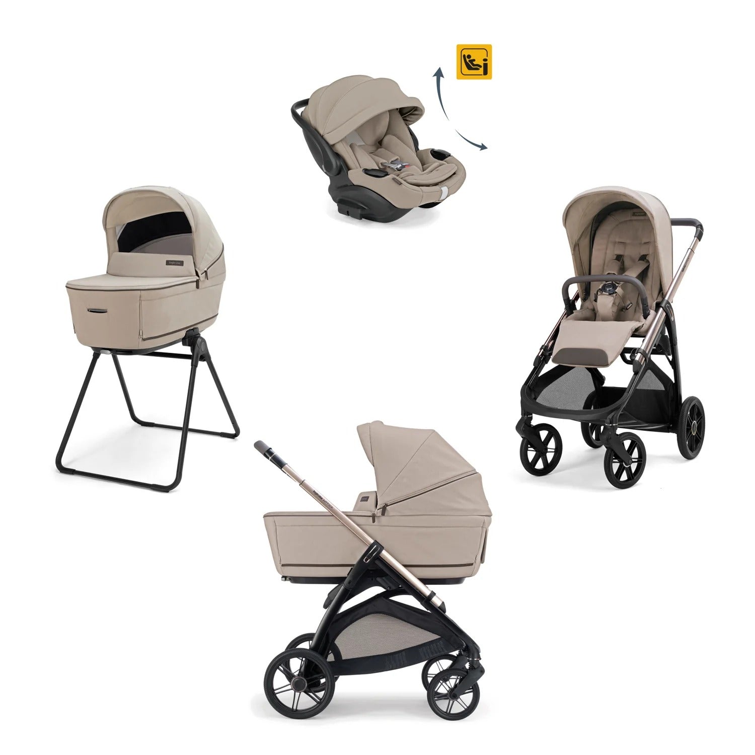 TRIO SYSTEM QUATTRO APTICA CON DARWIN RELCINE EVO VICUNA BEIGE INGLESINA