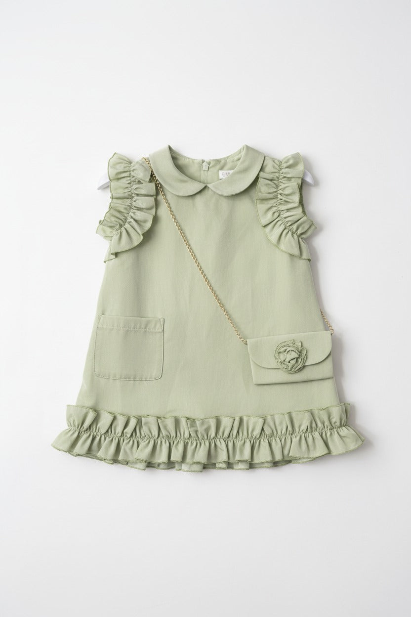 VESTITO CON VOLANT E MINI BORSA LA SARTORIA DEI PICCOLI