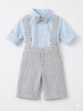 COMPLETO CERIMONIA IN LINO CON PANTALONE A RIGHE LA SARTORIA DEI PICCOLI