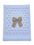 COPERTINA IN MAGLIA CON RICAMO A NIDO D'APE E FIOCCO BABY LORD