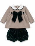 COMPLETO ELEGANTE 2 PEZZI CON FIOCCO E PANTALONE IN VELLUTO BABY LORD