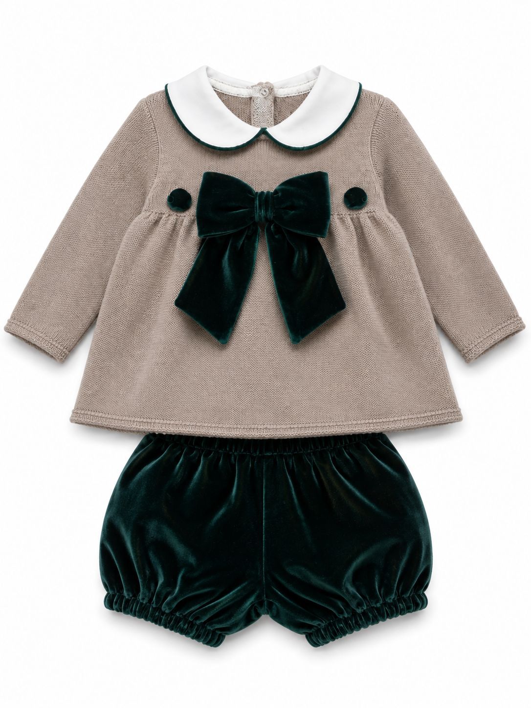 COMPLETO ELEGANTE 2 PEZZI CON FIOCCO E PANTALONE IN VELLUTO BABY LORD