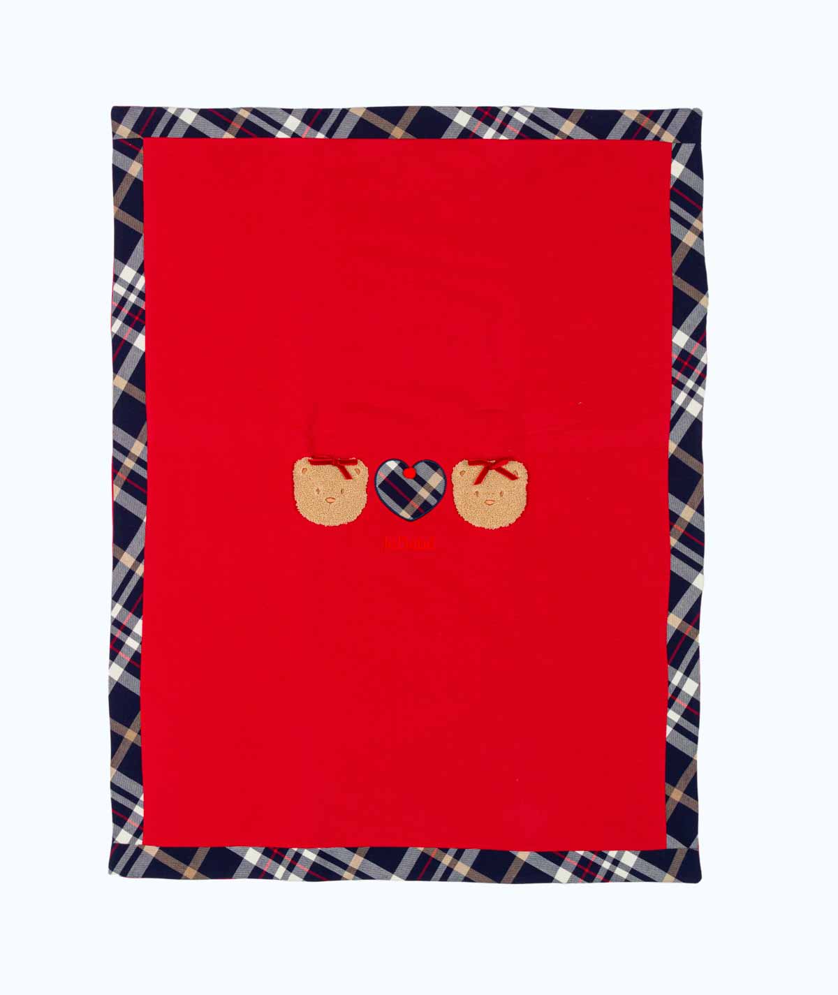 COPERTA NEONATA CON ORSETTO E CUORE SCOZZESE LE BEBE'