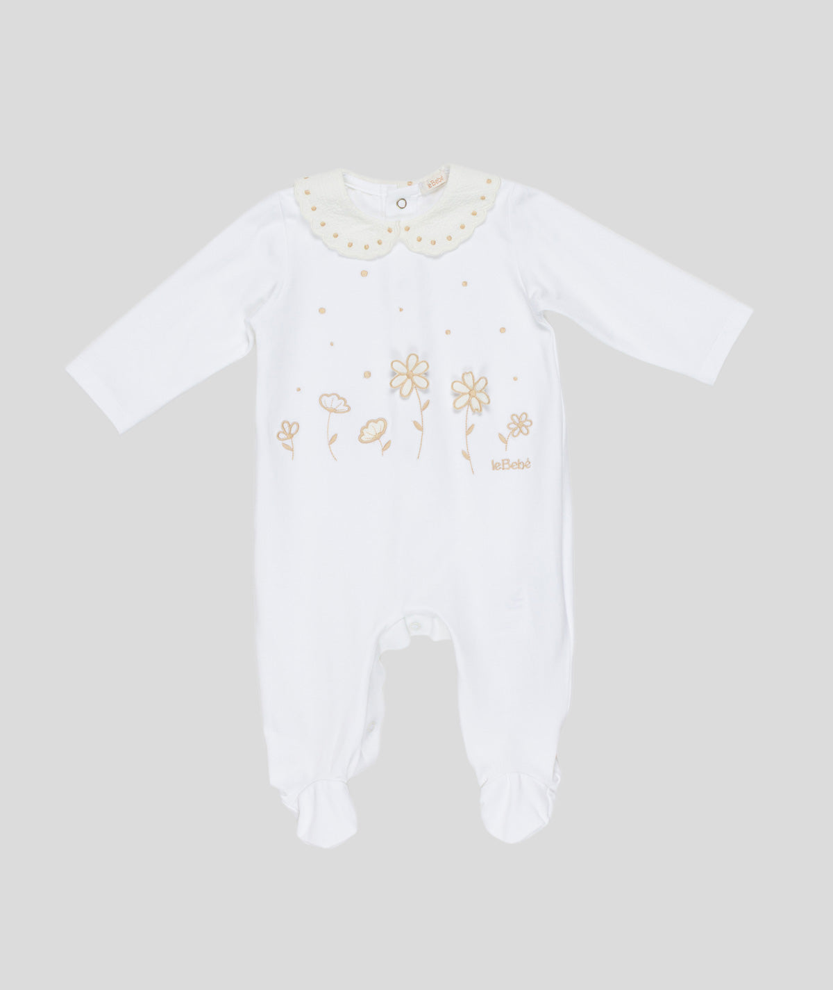 TUTINA NEONATA CON RICAMI FLOREALI LE BEBE'