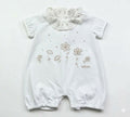 PAGLIACCETTO MEZZA MANICA NEONATA CON RICAMI FLOREALI LE BEBE'
