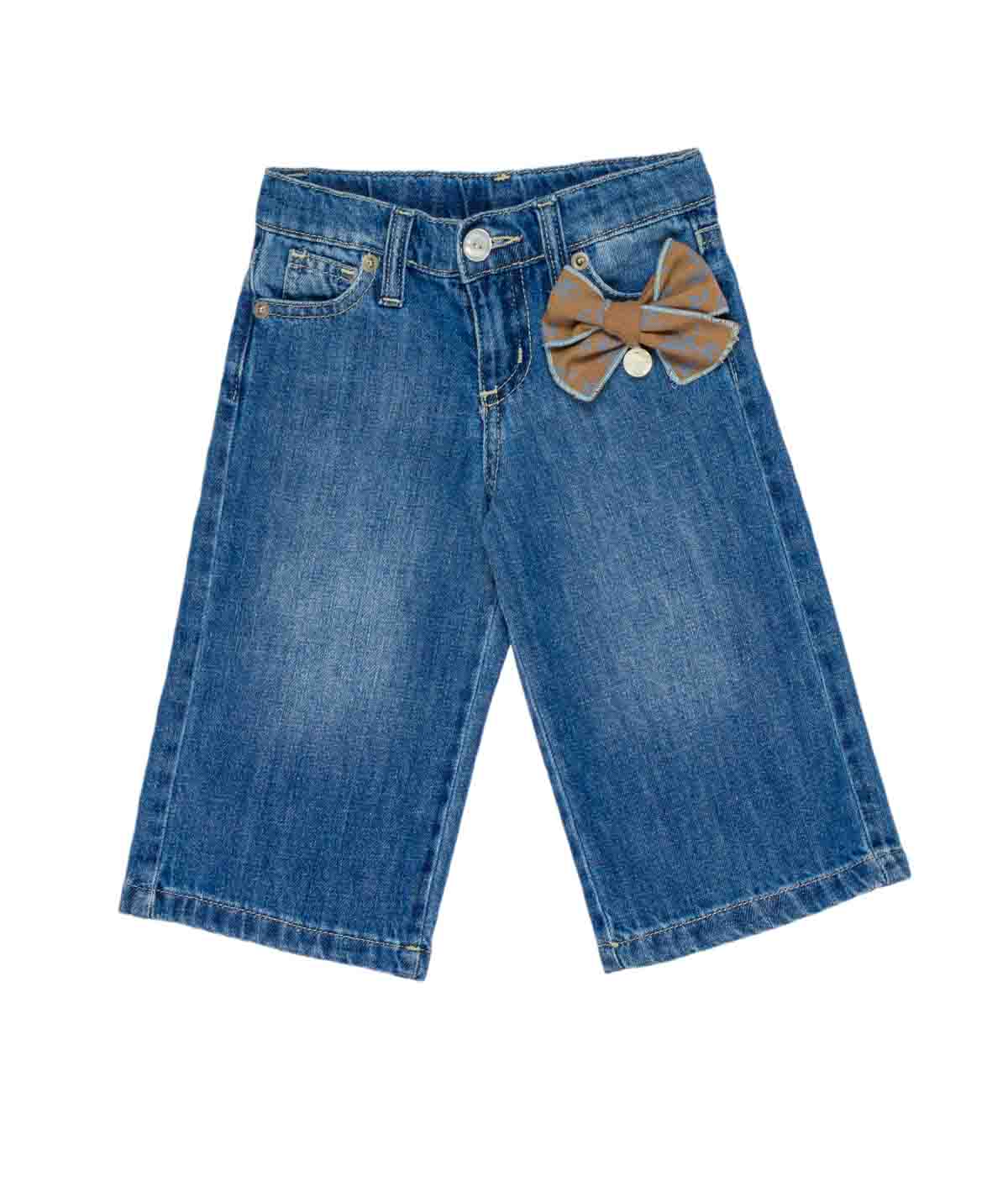 JEAN BAGGY IN COTONE DENIM CON FIOCCO LE BEBE'