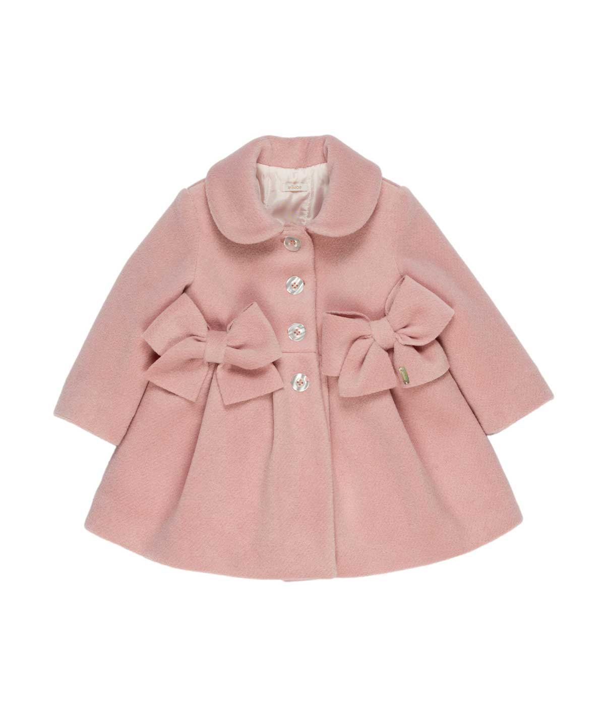 CAPPOTTINO NEONATA IN TESSUTO CON FIOCCHETTI LE BEBE'