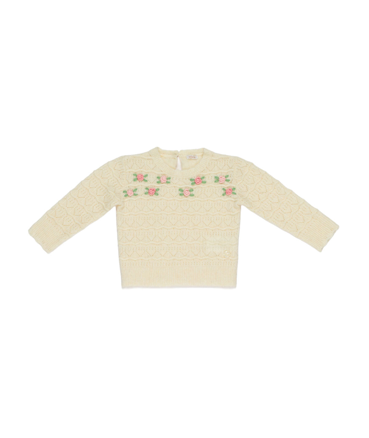 MAGLIONCINO NEONATA IN MAGLIA CON RICAMI FLOREALI LE BEBE'