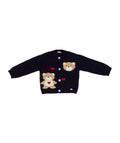 CARDIGAN IN LANA CON ORSETTI E CUORICINI LE BEBE'