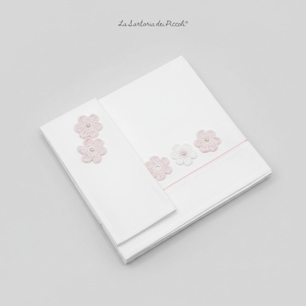 SET LENZUOLINO CON FIORE LA SARTORIA DEI PICCOLI