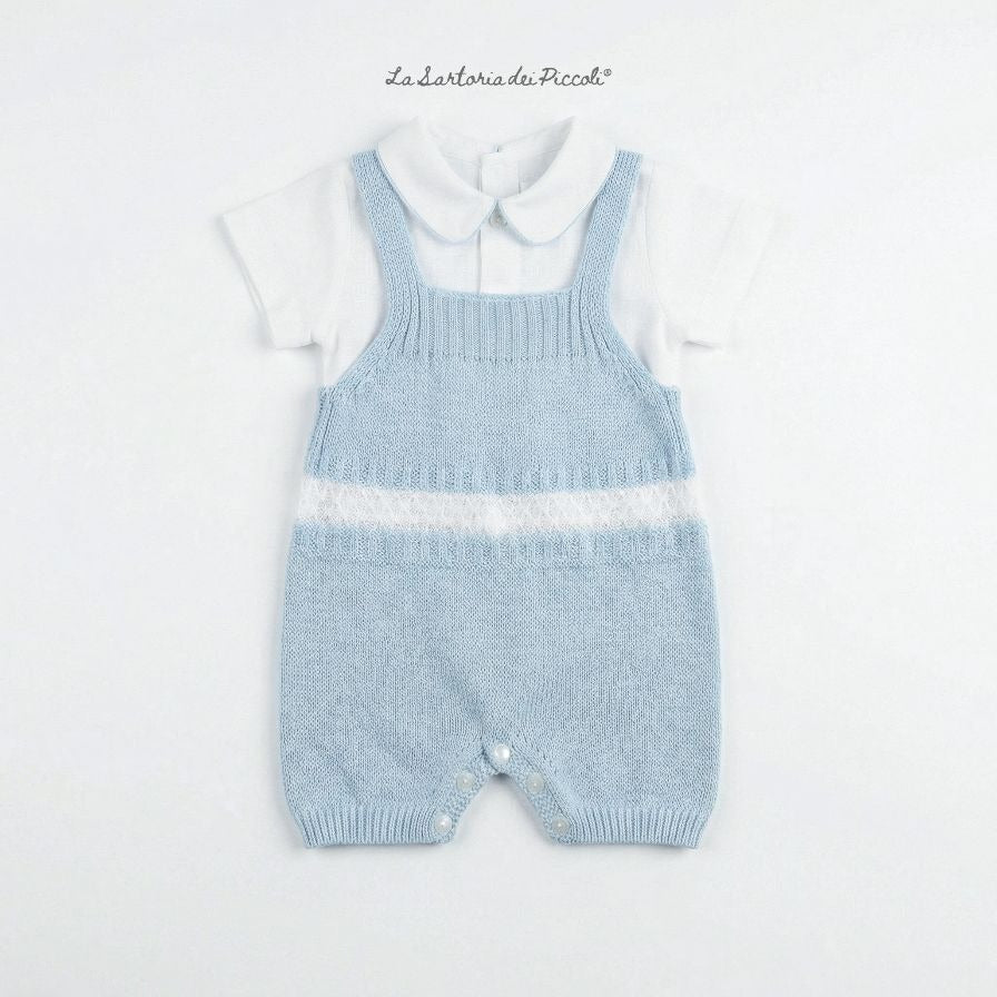 COMPLETO NEONATO SALOPETTE CON CAMICIA IN LINO LA SARTORIA DEI PICCOLI